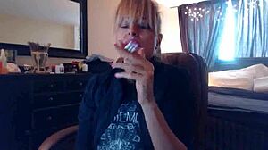 sandi lights up 3 brown cork cigarettes for a sexy fetish request