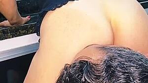 Fucking blonde wife in sink with oral and pussy action