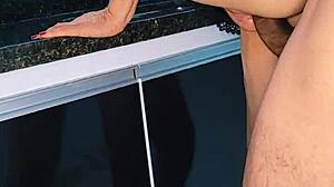 Fucking blonde wife in sink with oral and pussy action