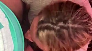 Suggestive blonde slut deepthroats cock for ten minutes. She loves every inch.