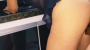 Fucking blonde wife in sink with oral and pussy action