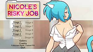 Nicole In Risky Job Hentai, Camgirl Masturbates To Exposed Tits