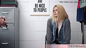 Cute blonde teen shoplifter Madison keeps stealing every chance