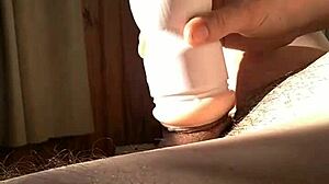 Emo guy using fleshlight for masturbation and cum