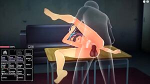 blue haired girl enjoys hentai fun