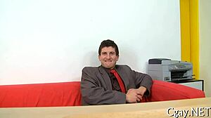 Giant dick in hardcore gay porn action with intense fucking