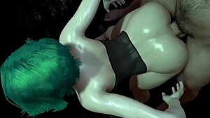 Green-Haired Girl Gets Rough Anal in Lingerie