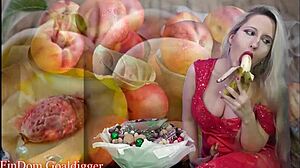 She teases with food while dominating financially in a kinky style