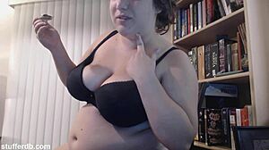 Enjoying a Delicious Tiramisu Cake with Cute Chubby Teen