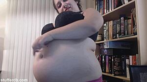 Enjoying a Delicious Tiramisu Cake with Cute Chubby Teen