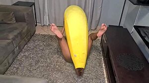 i can’t get enough of this tattooed desi slut humping a big banana up close.