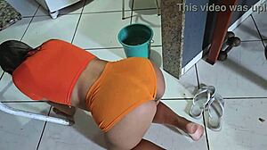 WOW! Brazilian Couple with Monster Cock Bangs the Maid Hard in Homemade Clip!