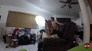 spandex fetish girl rides cock topless