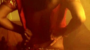 A sexy brunette dancer performs erotic moves while she is alone on the screen