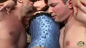 three guys fuck this latina's small ass in every position, but it's not enough