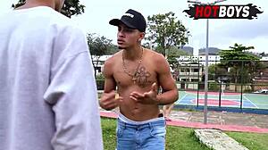 Young Guy Sucks Monster Cocks in Intense Threesome