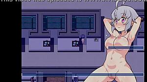 Emotional exhibitionist girl Serina Suzuyo flashes and masturbates in hentai game.