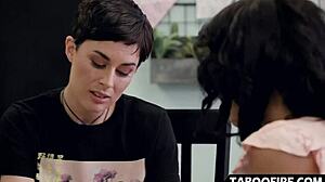 Wow! Straight Ebony Girl Licked by Lesbian Friend!