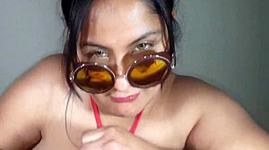 The Latina BBW with Cute Eyes Performs a Detailed Blowjob and Swallow