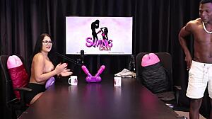 Beautiful Brazilian Loses Jerk Off Game, Shows Big Tits In Sheer Red