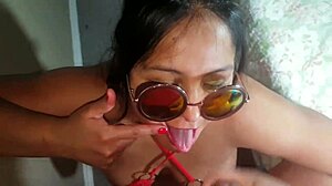 The Latina BBW with Cute Eyes Performs a Detailed Blowjob and Swallow