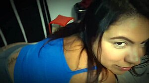 Hot mommy lets him lick her ass with oil