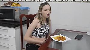 Brazilian Girl's Painful Farting with Cum Tribute