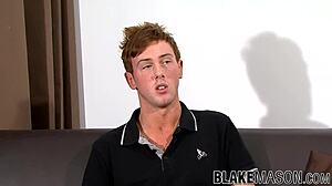 redhead gay amateur milo taylor strokes his cock and plays anal during casting