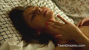 Anjelica plays with her shaved pussy using a vibrator toy for orgasm