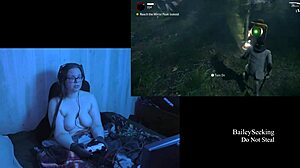 Naked Brunette with Big Tits Plays Alan Wake Part 5