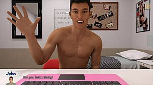 in big city, redhead anime girl explores deepthroat pleasures with cartoon blowjob