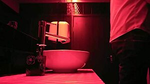 A couple engages in passionate sex in the bathroom