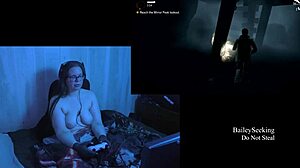 Naked Brunette with Big Tits Plays Alan Wake Part 5