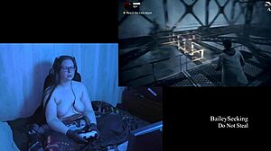 Naked Brunette with Big Tits Plays Alan Wake Part 5