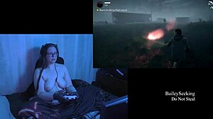 Naked Brunette with Big Tits Plays Alan Wake Part 5