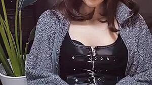 I love watching this cute cat-eared ladyboy stroke hard