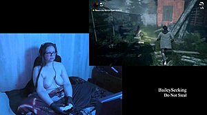 Naked Brunette with Big Tits Plays Alan Wake Part 5