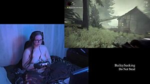 Naked Brunette with Big Tits Plays Alan Wake Part 5