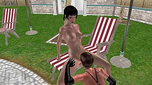 feeling the cute lesbian girl's pussy licking in this animated 3d scene