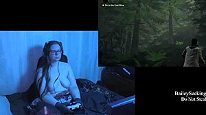 Naked Brunette with Big Tits Plays Alan Wake Part 5