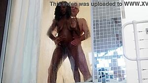 Sexy Black Milf Shares Steamy Shower With White Daddy