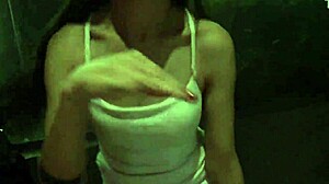 Young girl showing off in exhibitionism style