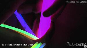 Shy 27yo Raquel Stretches Her Pussy Wide with Kinky Glowsticks for Cervix View.