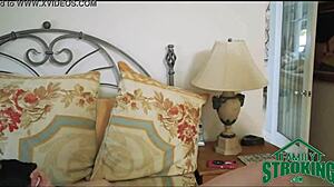 Blindfolded teen banged by stepbrother and boyfriend together