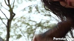 Busty Anna Nova Sucks A Big Black Cock Outdoors!