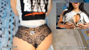 Latina teen twerking her big ass, shaking it hot while stripping on webcam.