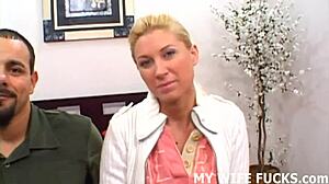 Wife humiliates slave with big interracial cock.