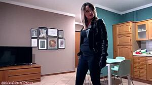 Lesbian Intruder In Leather Gloves