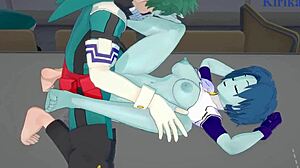 Toru Hagakure and Kaoruko Awata Bubble Girl with Izuku Midoriya in Intense Creampie Action from My Hero Academia Hentai