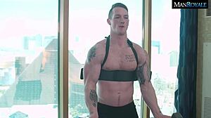 Jackson Stretches Brad's Tight Ass During Workout